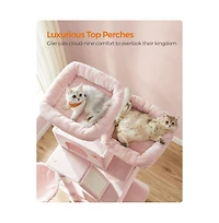 Slickblue Cat Tree, Tower, Tall Condo with Hammock, Basket, Scratching Posts, 2 Caves, Plush Perches, Activity Center