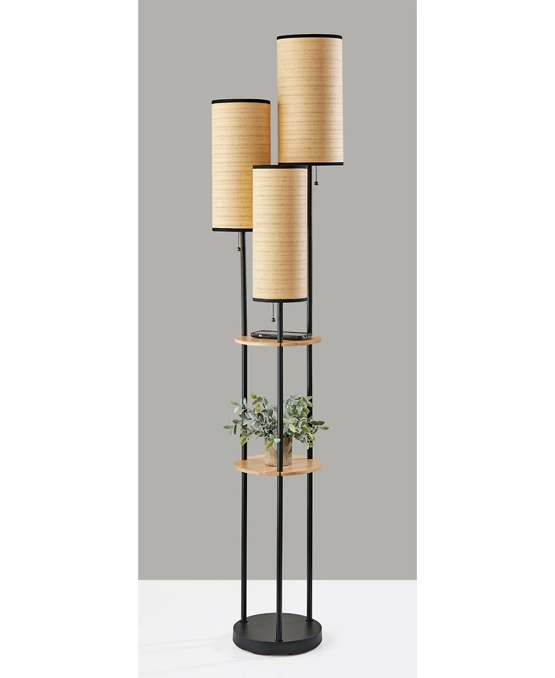 Adesso 68.5" Wood Shelves Trio Floor Lamp