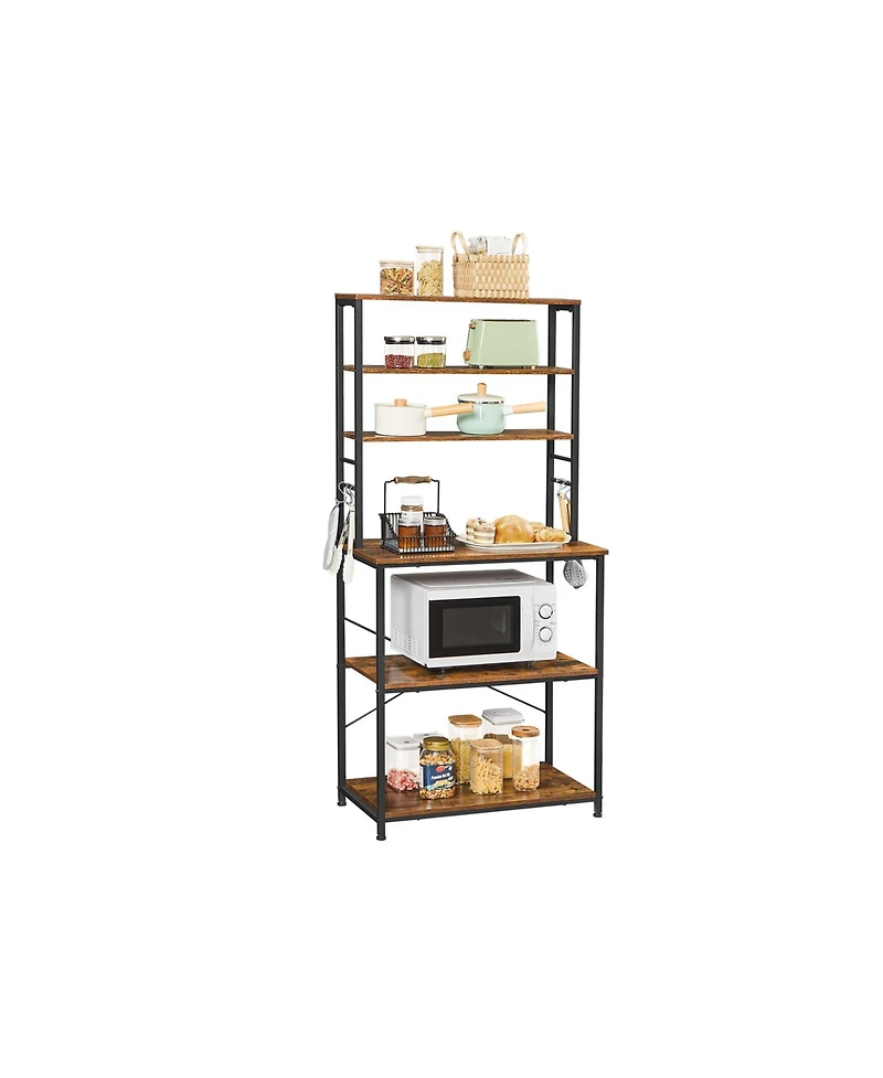 Slickblue 6-tier Industrial Baker's Rack Microwave Oven Stand With 6 Hooks And Metal Frame