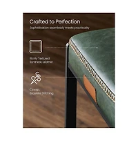 Counter Height Bar Stools Set of 2, Synthetic Leather with Stitching