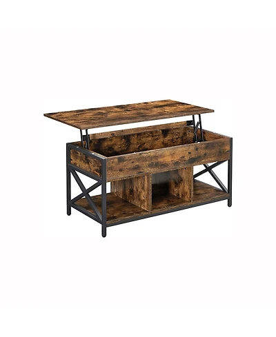 Lift-Top Industrial Coffee Table with Hidden Compartments for Small Spaces
