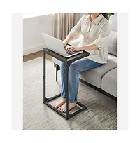 Industrial C-shaped Side Table With Metal Frame