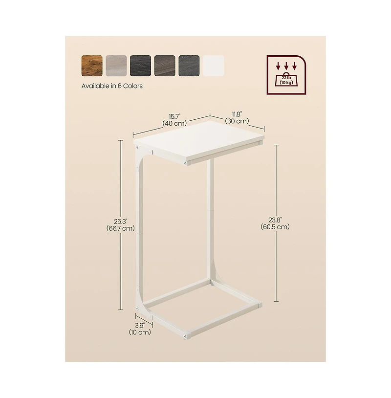 Industrial C-shaped Side Table With Metal Frame