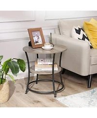 2-Tier Round Side Table with Shelves Industrial Style for Compact Spaces