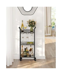Slickblue Small Bar Cart With 3-tier Mirrored Shelf