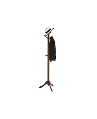 Slickblue Coat Rack With 10 Hooks, Rubber Wood Coat Tree Free Standing, For Clothes, Hats, Handbags, Umbrella