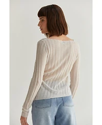Crescent Women's Ellie Sheer Rib Sweater Top