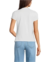 Lands' End Women's Lightweight Jersey Button Pintuck Top
