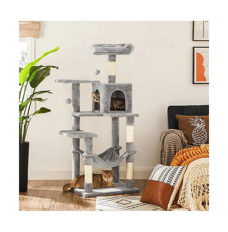 Slickblue Cat Tree, Cat Tower, Cat Condo With Scratching Posts, Hammock, Plush Perch, Cat Activity Center