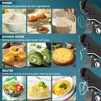 Sugift 7.5 Qt Tilt-Head Stand Mixer 6 Speed with Egg Whisk, Dough Hook & Flat Beater
