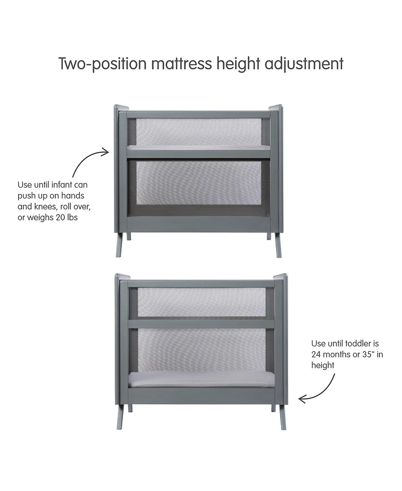 Halo Dream Inc. Breathable Mesh 2-in-1 Mini Crib - Greenguard Gold Certified
