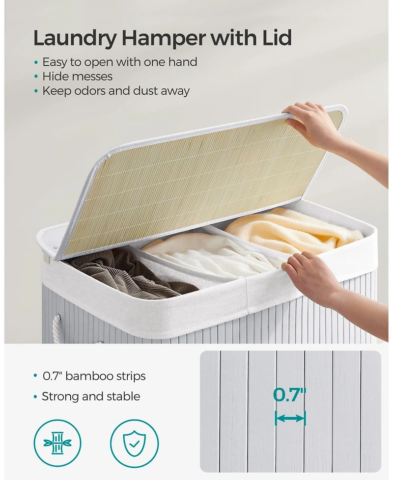 Slickblue 3-Section Laundry Hamper with Lid