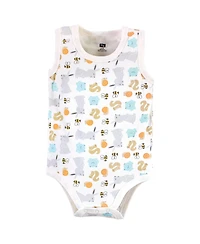 Hudson Baby Boys Unisex Cotton Sleeveless Bodysuits, Bunny And Bee, 5-Pack