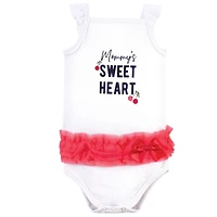 Little Treasure Baby Girls Cotton Bodysuits 3pk, Cherries, 3-6 Months