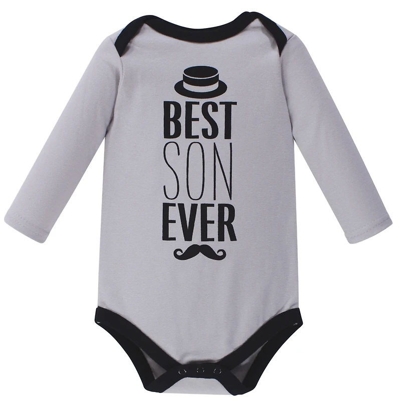 Hudson Baby Boys Soft Cotton Long-Sleeve Bodysuit Bundle (5-Count