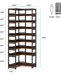 Tribesigns 9 Tiers Corner Shoe Rack, Tall Vertical Shoe Rack Organizer, Free Standing Large Shoe Storage Shelf for Entryway Hallway Closet, Space Savi
