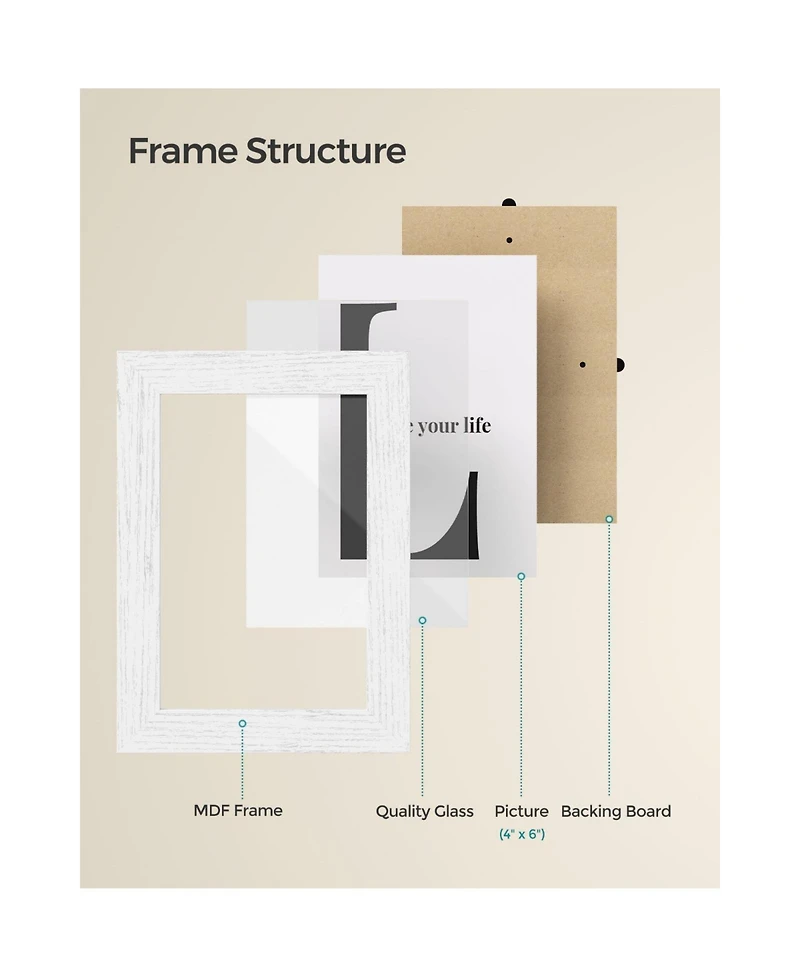 12-Opening Photo Collage Frame with Glass Cover for Multiple Picture Display