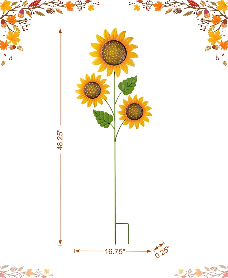 Glitzhome 48.25"H Fall Metal Sunflowers Yard Stake
