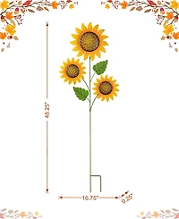 Glitzhome 48.25"H Fall Metal Sunflowers Yard Stake