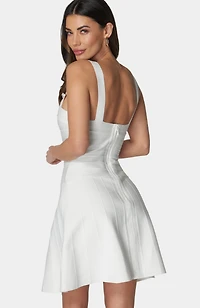 Bebe Women's Luxe Bandage Square Neck Fit & Flare Dress