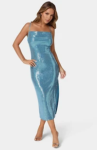 Bebe Women's Spaghetti Gown Long Slim Maxi Dress
