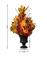 Glitzhome 24"H Fall Maple Leaf Urn Table Tree