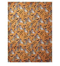 Kate Aurora Oversized Halloween Orange Spooky Cats & Broomstick Ultra Soft & Plush Accent Throw Blanket - 50 in. W x 70 in. L