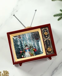 Glitzhome 7.5"L Lighted Tv with Snowman Waterglobe