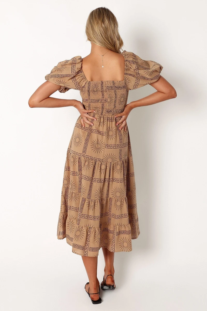 Soliel Puff Sleeve Midi Women's Dress
