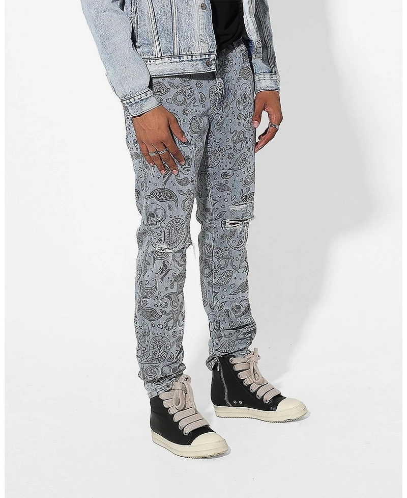 Saint Morta Mens Paisley Skulls Jeans