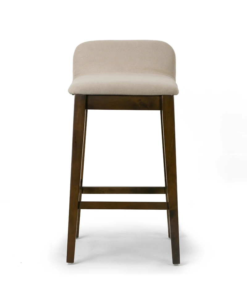 Glamour Home 28.9" Atia Rubberwood, Fabric Counter Height Stool, Set of 2