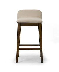 Glamour Home 28.9" Atia Rubberwood, Fabric Counter Height Stool, Set of 2