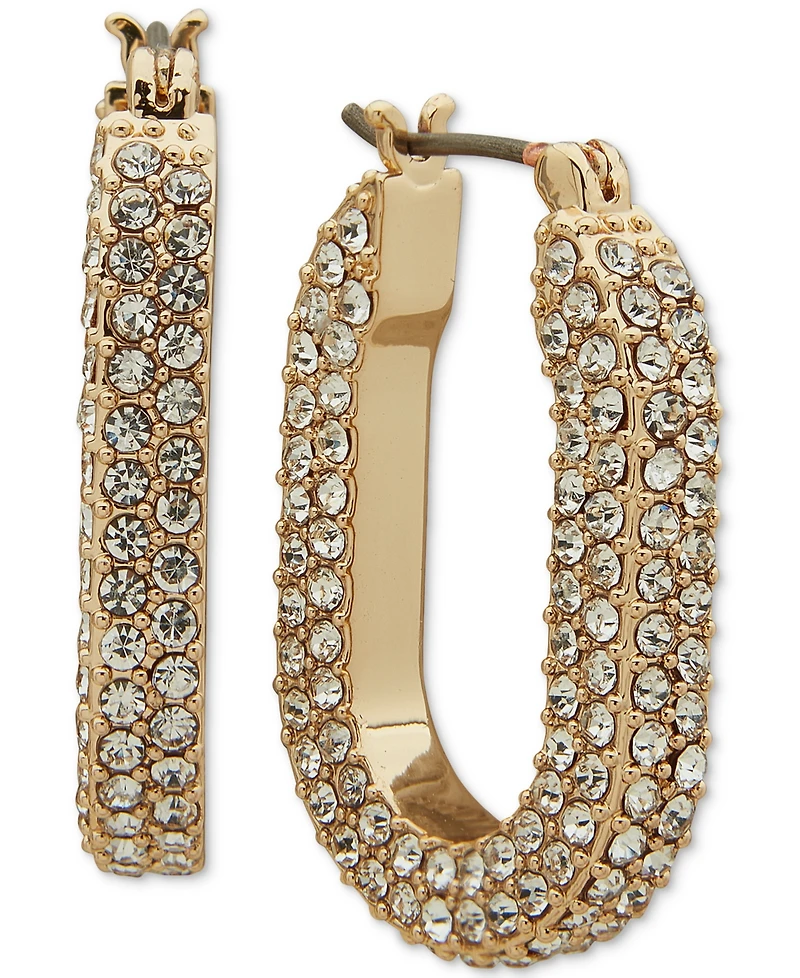 Karl Lagerfeld Paris Gold-Tone Crystal Pave Small Hoop Earrings, .87"
