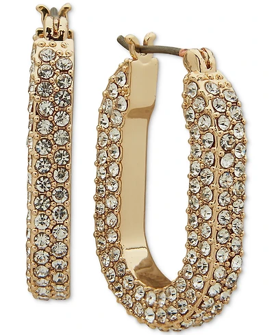 Karl Lagerfeld Paris Gold-Tone Crystal Pave Small Hoop Earrings, .87"