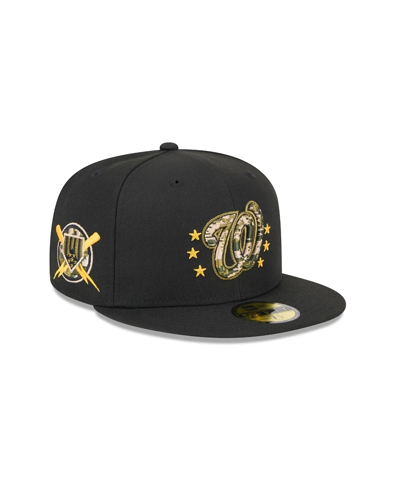 New Era Men's Black Washington Nationals 2024 Armed Forces Day On-Field 59FIFTY Fitted Hat