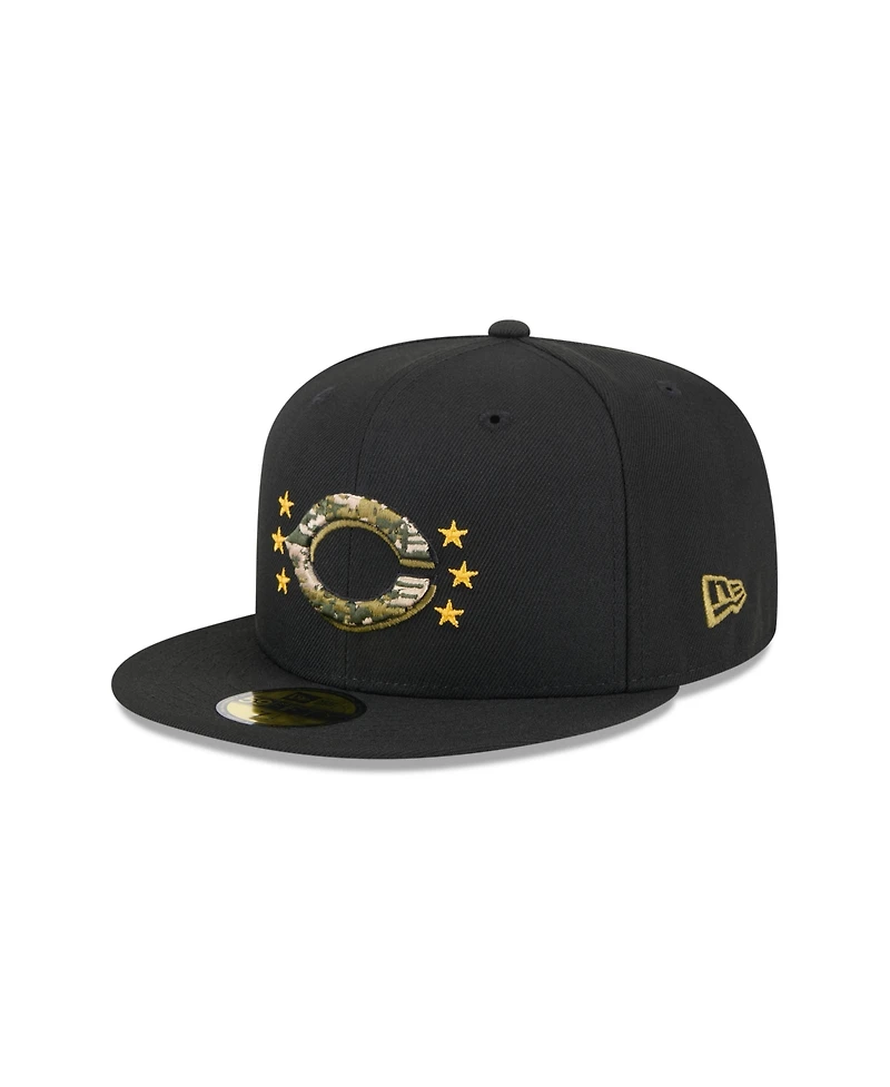 New Era Men's Black Cincinnati Reds 2024 Armed Forces Day On-Field 59FIFTY Fitted Hat