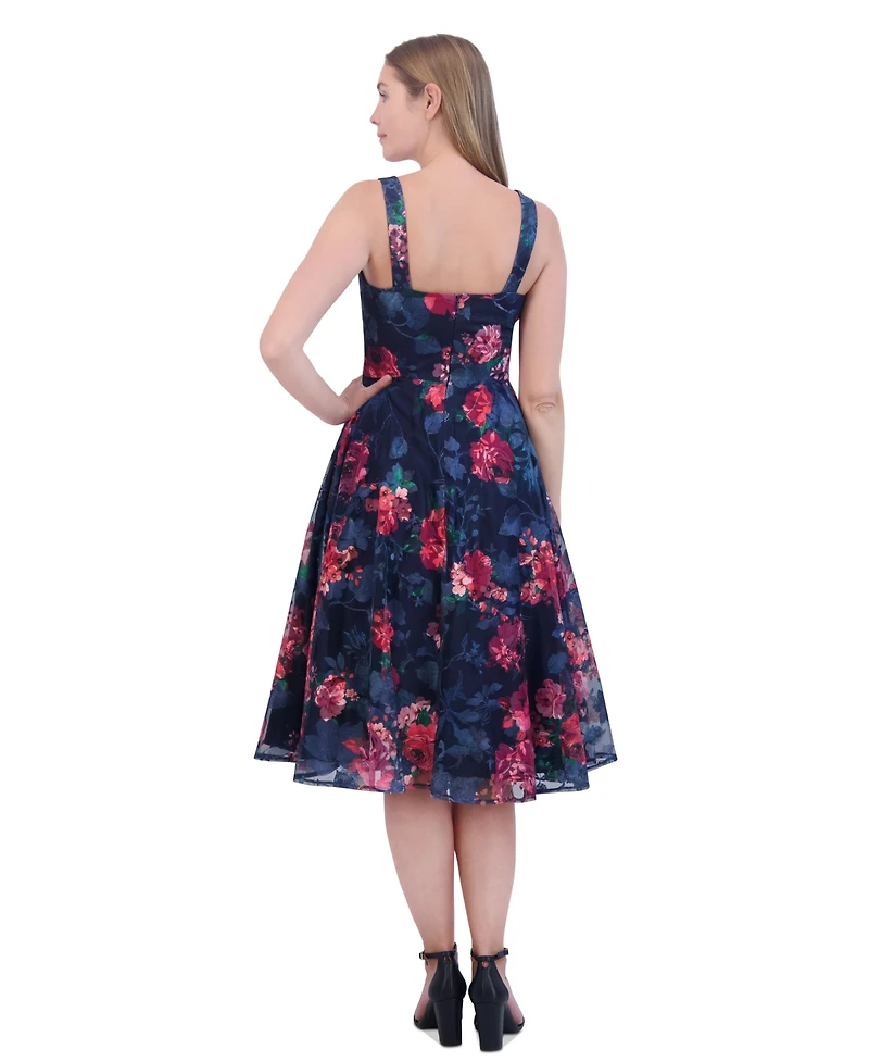Eliza J Women's Floral Print Sleeveless Fit & Flare Dress