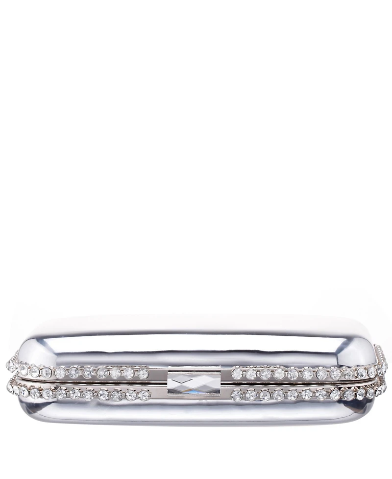 Nina Metallic Minaudiere with Cystal Adorned Edge