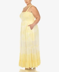 White Mark Plus Smocked Ruffle Maxi Dress