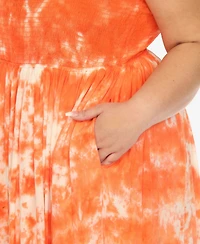 White Mark Plus Smocked Ruffle Maxi Dress