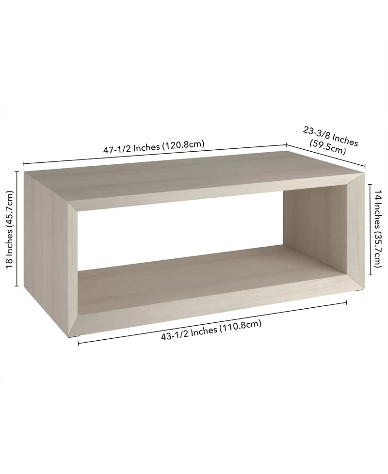 Hudson & Canal Osmond 48" Wide Rectangular Coffee Table in Alder White