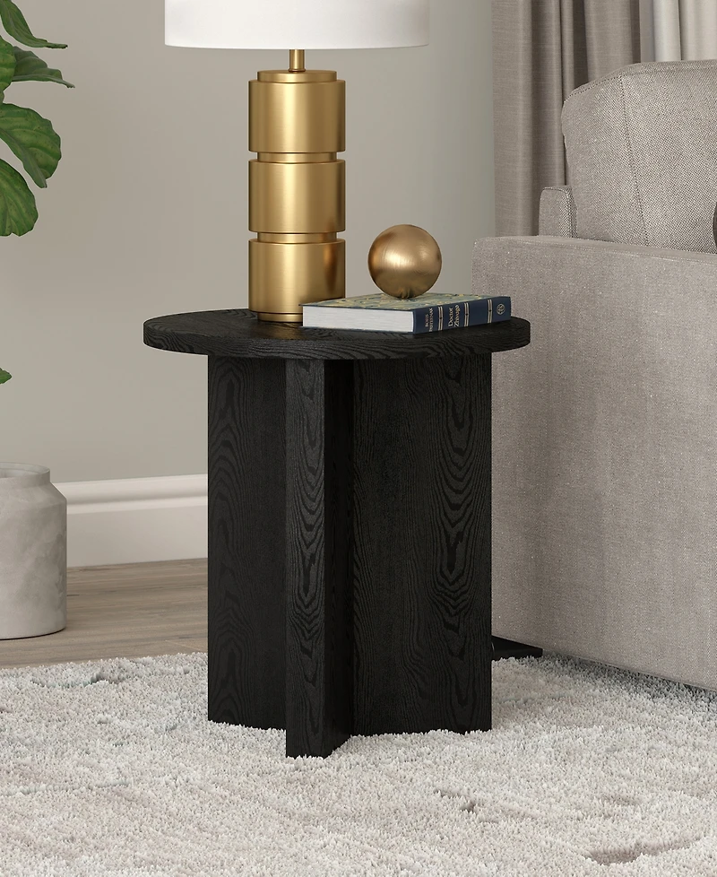 Hudson & Canal Anders 20" Wide Round Side Table in Black Grain