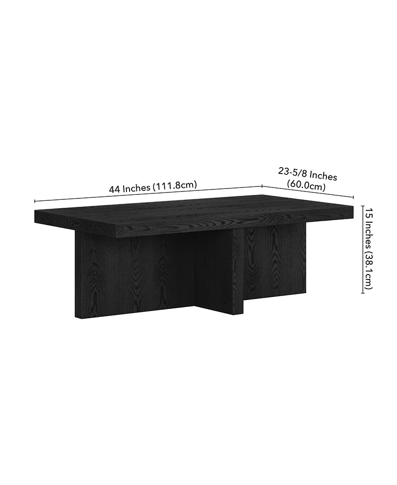 Hudson & Canal Elna 44" Wide Rectangular Coffee Table in Black Grain