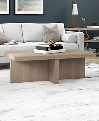 Hudson & Canal Elna 44" Wide Rectangular Coffee Table in Antiqued Gray Oak