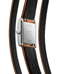 Longines Women's Swiss Mini Dolcevita Diamond (3/8 ct. t.w.) Brown Three-Row Leather Strap Watch 29mm