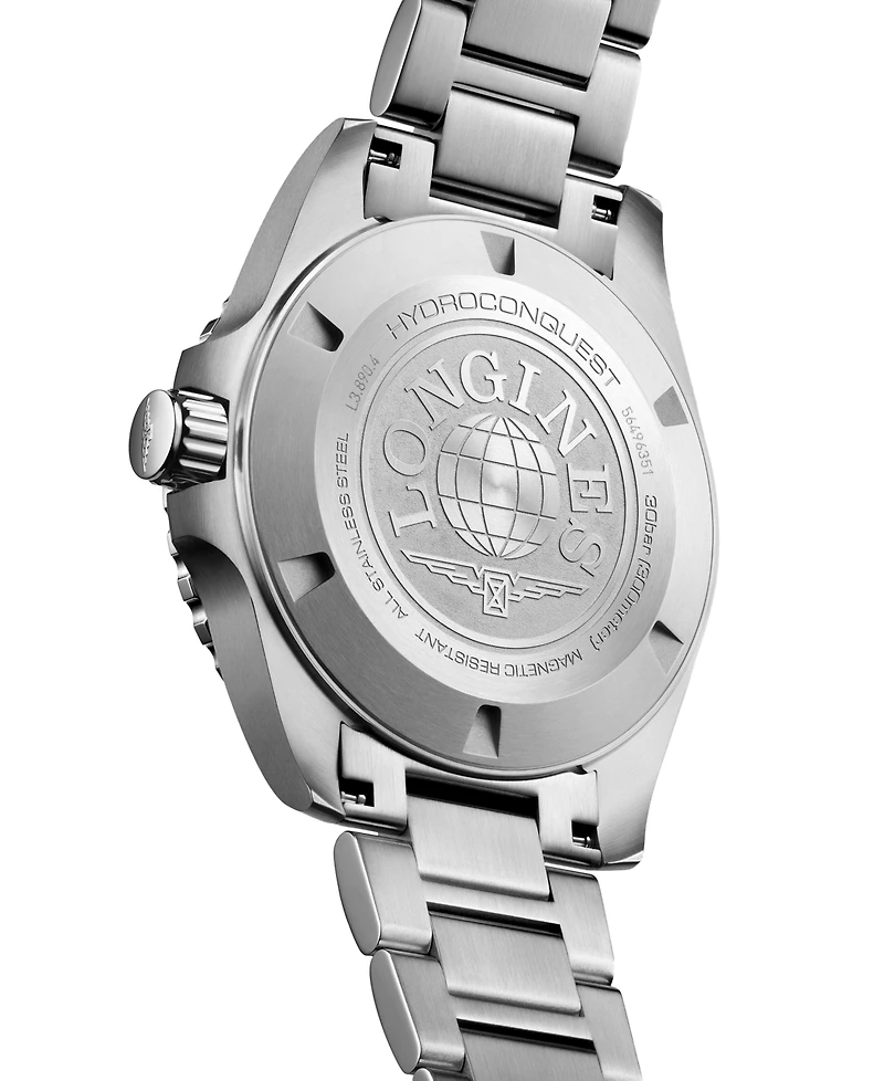 Longines Men's Swiss Automatic Hydroconquest Gmt Stainless Steel Bracelet Watch 43mm