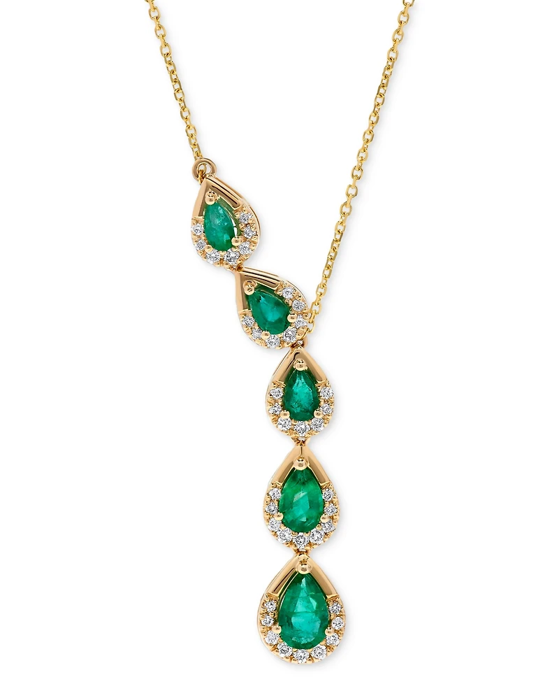 Emerald (1-5/8 ct. t.w.) & Diamond (1/3 ct. t.w.) 16" Lariat Necklace in 14k Gold