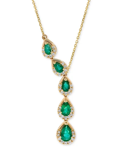 Emerald (1-5/8 ct. t.w.) & Diamond (1/3 ct. t.w.) 16" Lariat Necklace in 14k Gold