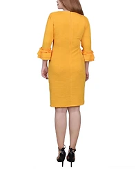 Ny Collection Petite 3/4 Sleeve Textured Knit Dress