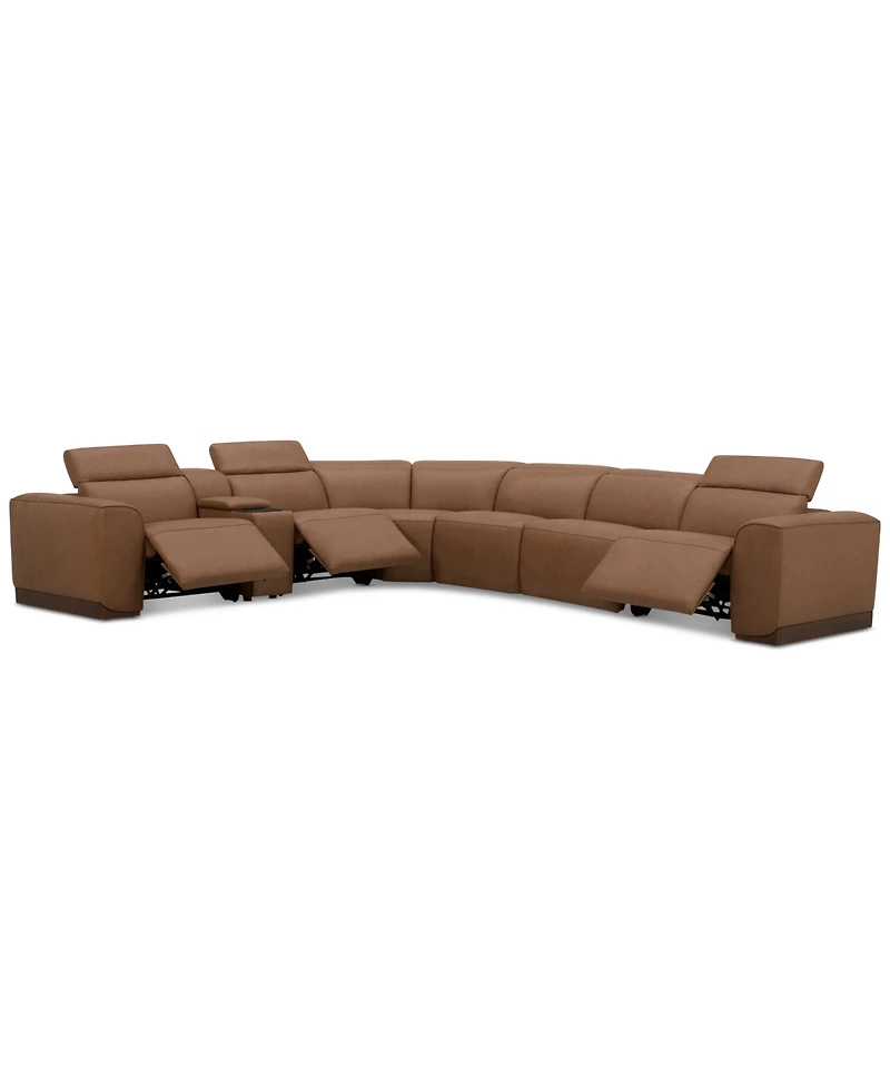 Lovro -Pc. Leather Sectional with Power Motion Chairs & 1 Console